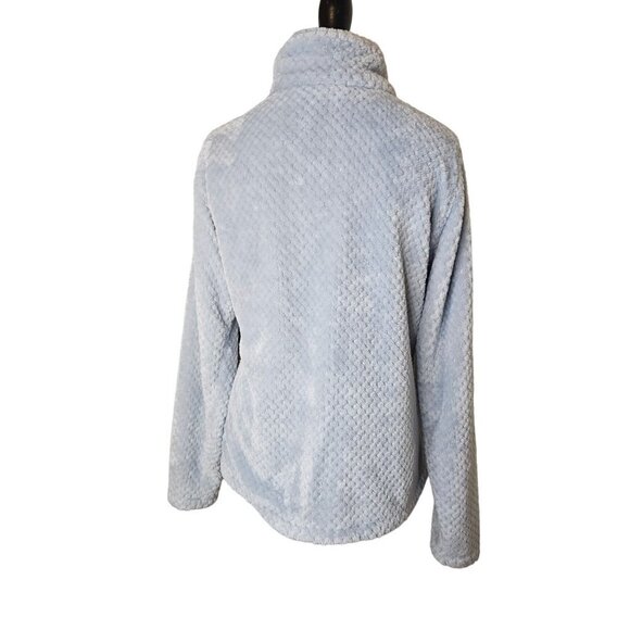 Columbia Textured Fleece Light Blue Gray Zip Front Jacket Size L - Picture 2 of 7
